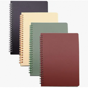 Yansanido Spiral Notebook 4 Pcs 8.3 Inch x 5.9 Inch A5 Thick Plastic Hardcover 8mm Ruled 4 Color 80 Sheets -160 Pages Journals for Study and Notes (style 10-Wine Red,Brown,Green,ivory, A5)