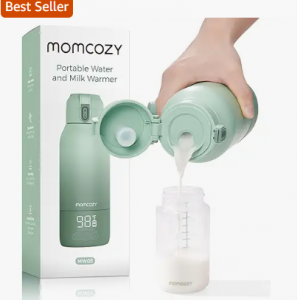 Momcozy Portable Milk Warmer for Travel – Dual Heating Modes for Breast Milk & Water, Portable Bottle Warmer with Fast Heating & Long Battery Life, 17 Ounces Large Capacity to Meet Your All-Day Needs