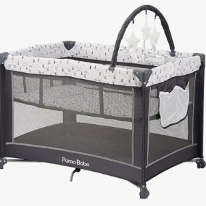 Pamo Babe Portable Playard,Sturdy Play Yard with Padded Mat and Toy bar with Soft Toys