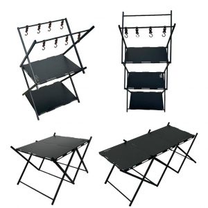 2-in-1 Folding Camping Table & Storage Rack All-in-One outdoor table Outdoor camping folding rack